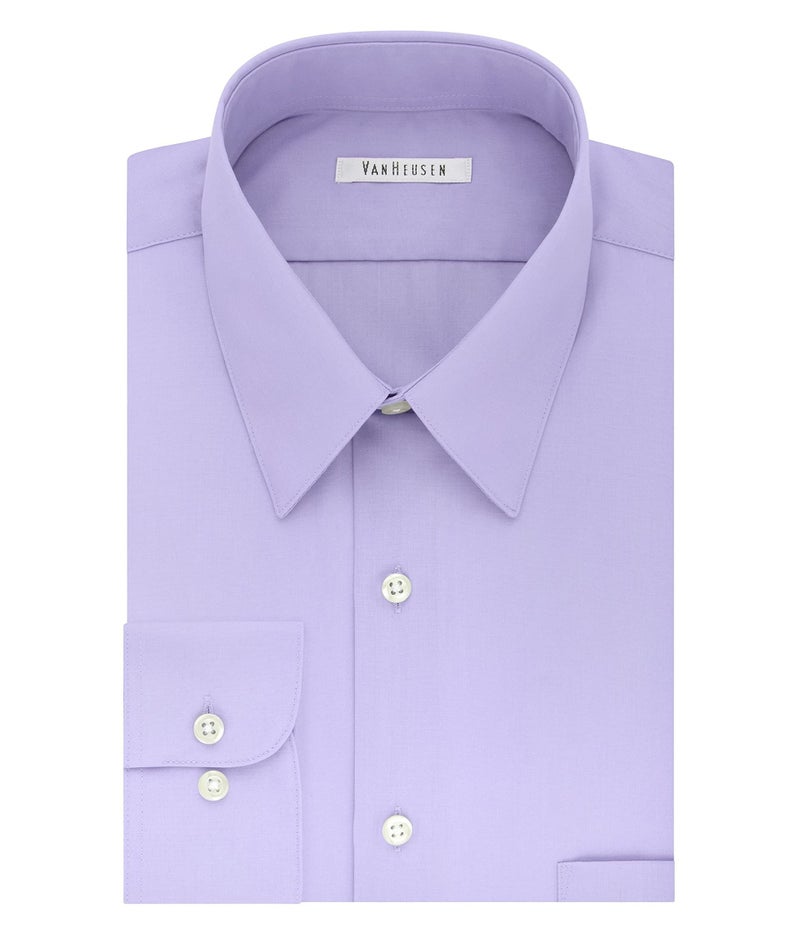 Van Heusen Men's Big Fit Dress Shirt Poplin Solid (Big and Tall), Lavender, 18.5" Neck 34"-35" Sleeve - Image 3